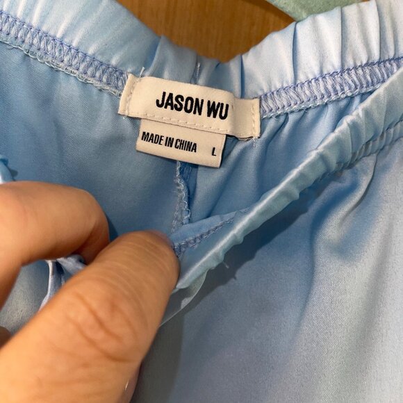 Jason Wu Womens Pajama Set Size Large Blue Satin Camisole V Neck Casual - Picture 6 of 8